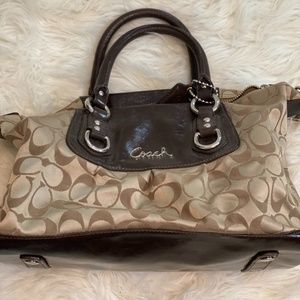 Tan/Brown Signature Coach Hand Bag
